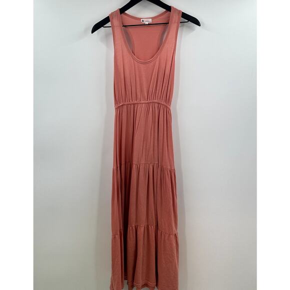 Sundry for Evereve Peach Orange Maxi Tiered Boho Tank Dress Size 0 Extra Small - Picture 1 of 7